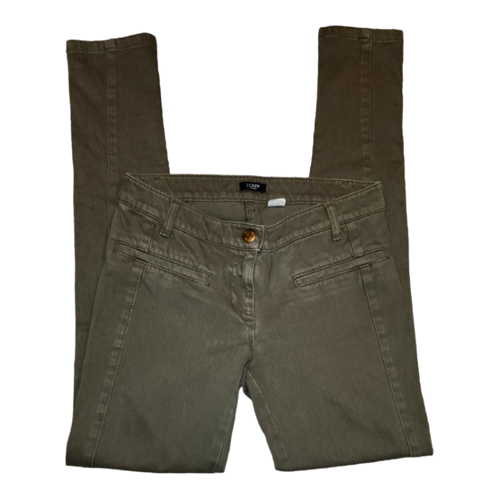 J.Crew Stretch Skinny Pants, Jeans, Olive Army  Green, Size 27.